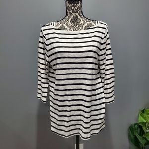 Women's Striped Boatneck Top, XXL, 3/4 Sleeve